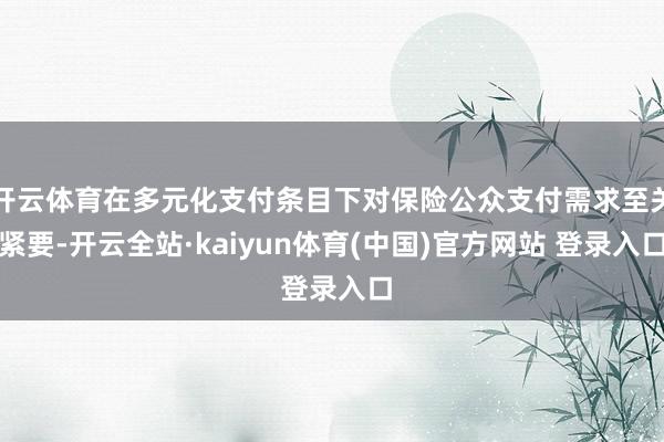 开云体育在多元化支付条目下对保险公众支付需求至关紧要-开云全站·kaiyun体育(中国)官方网站 登录入口